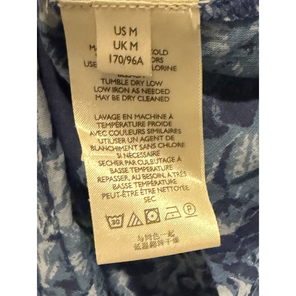 We The Free Blue Floral Peasant Top Medium Oversized Boho Button Front Stitching - Picture 15 of 16